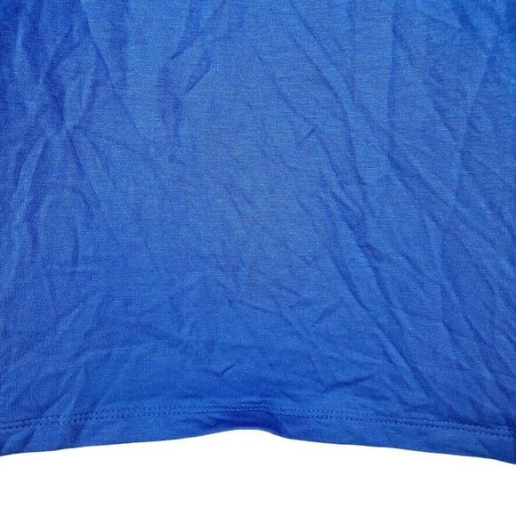 Talbots Petite Womens Blue Pleated Statement Sleeves Stretch Knit Top Shirt sz L - Picture 11 of 16